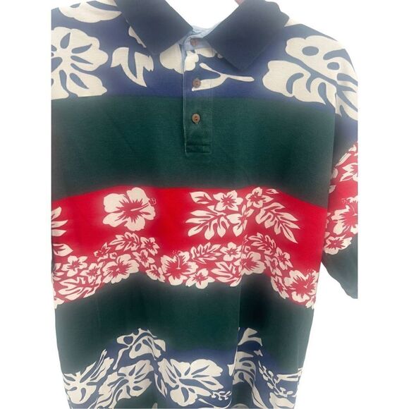 Vintage Navy blue 100 cotton short sleeve polo Hawaiian  shirt - Picture 4 of 13